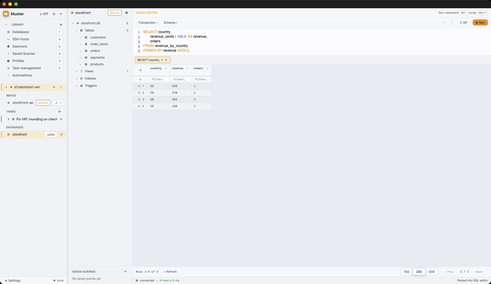 Dark, light, and four accents — Muster screenshot